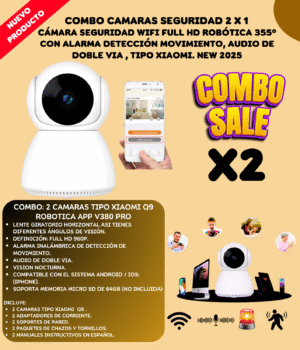 Kit 2 Camaras Seguridad Wifi Tipo Xiaomi