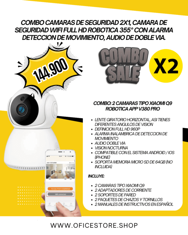 Kit 2 Camaras Seguridad Wifi Tipo Xiaomi
