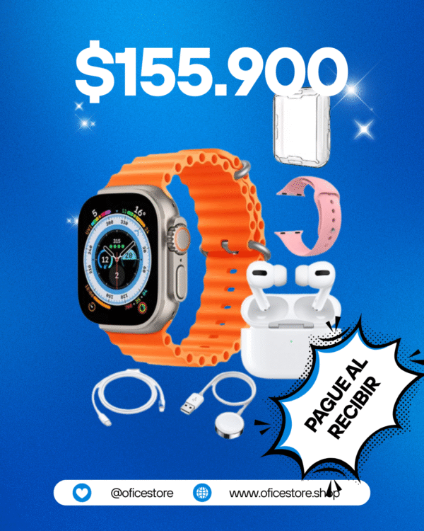🔥 Combo Ultra Inteligente Smartwatch X90 (49 mm) + AirPods Pro + Accesorios 🔥