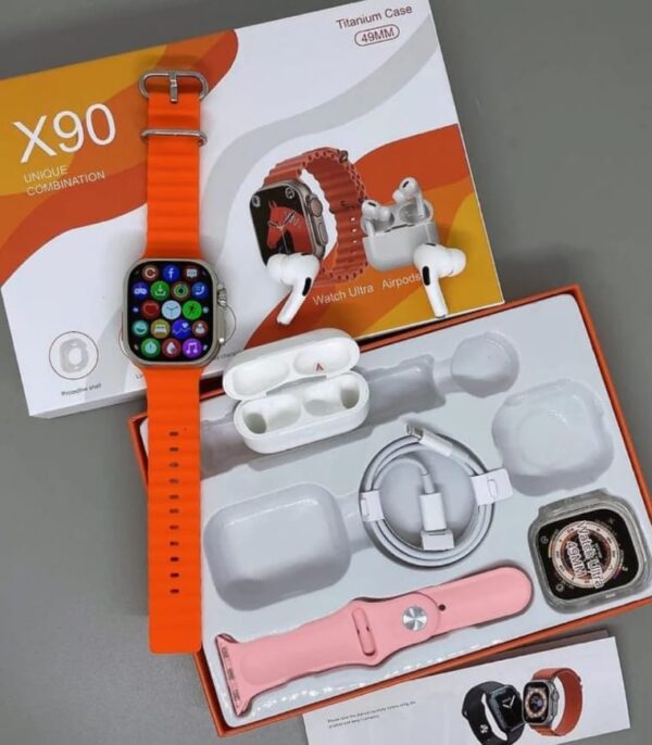 🔥 Combo Ultra Inteligente Smartwatch X90 (49 mm) + AirPods Pro + Accesorios 🔥